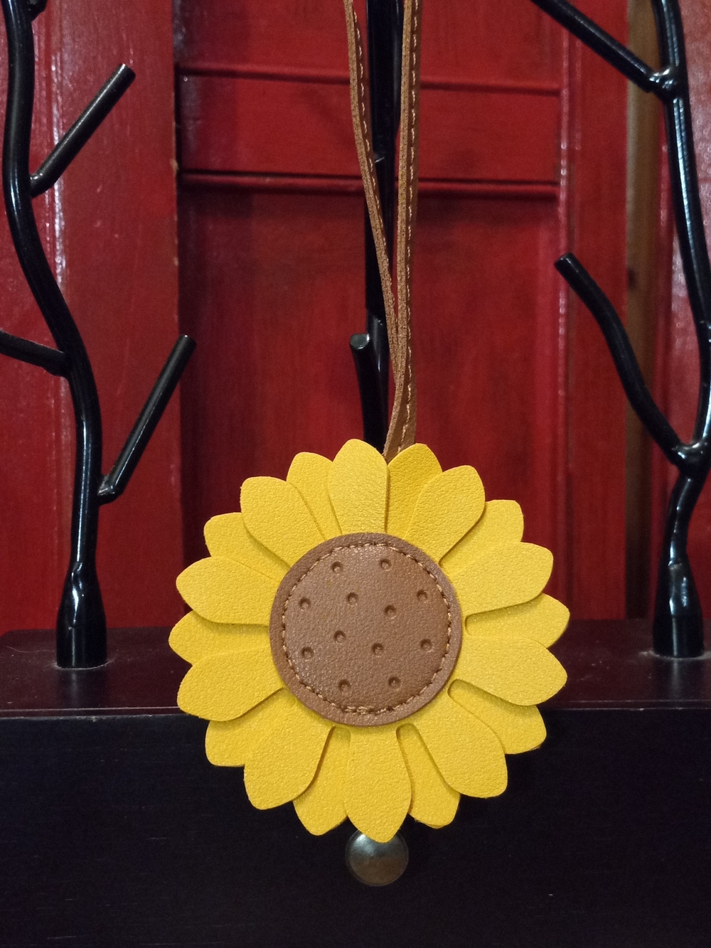 Sunflower Bag Charm - Yellow and Brown